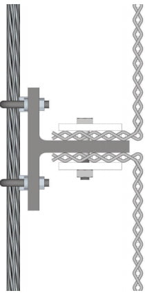 Precrimped mesh on vertical cables installation technique