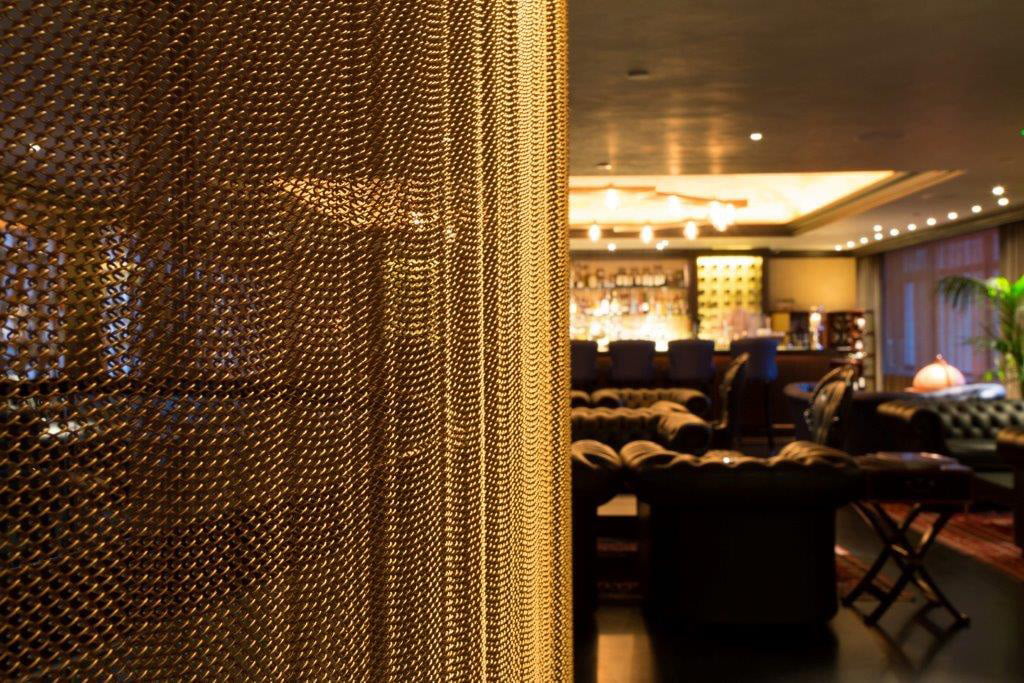 Biscay 7 spiral mesh curtain installed at Baku, an Azerbaijani restaurant in Knightsbridge, London