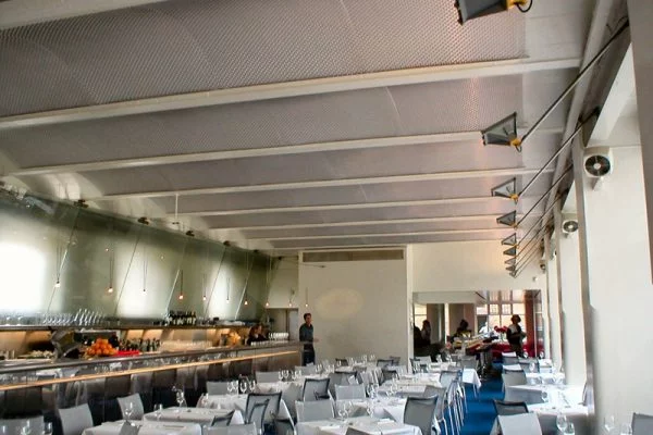 Nelson 16/4 Architectural Mesh installed as a ceiling at The River Café, London.