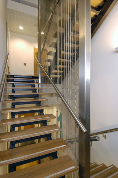 Gladstone PC 80/10 architectural mesh installed as a staircase screen at Plymouth University